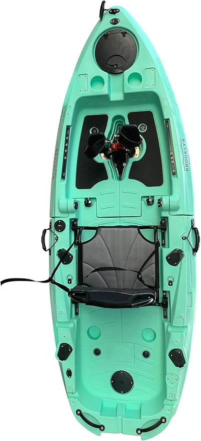 Brooklyn 8.0 Foldable Pedal Fishing Kayak by BKC, Compact Sit-on-Top Single Kayak with Pedal Drive, Sturdy Aluminum Seat, Rudder Steering, Storage