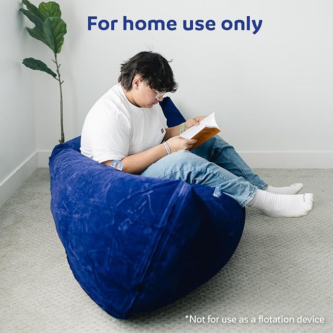 Fun and Function Air-Lite ふわふわカヌー - 感覚ニーズ対応の感覚用インフレータブルピーポッド - 3歳以上のお子様向け感覚椅子コンプレッションカヌー - 感覚家具 - ネイビー - Mサイズ
