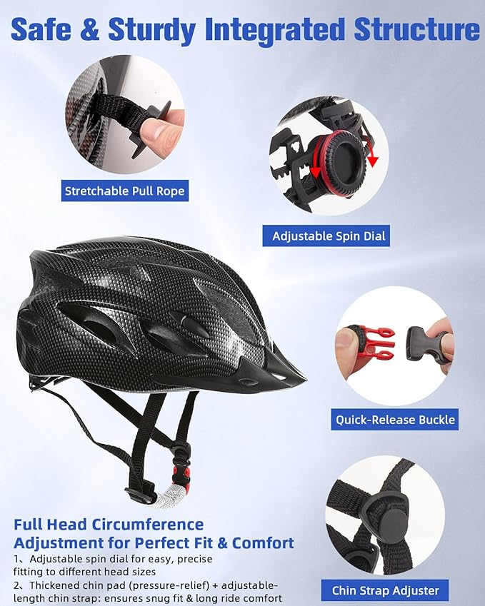 Zacro Adult Bike Helmet, Lightweight Bicycle Helmet with Removable Pads and Visor, CPSC Certified Safety Helmet for Men Women, Mountain Road Cycling Helmet for Adult