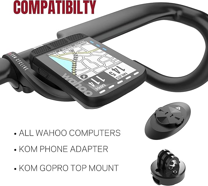 KOM Cycling Wahoo Elemnt Mount Compatible with Multiple Wahoo Computers Including The Wahoo Elemnt Bolt, Elemnt Roam, Elemnt Mini, and Elemnt - Multiple Colors 24g Out Front Computer Mount (Green)