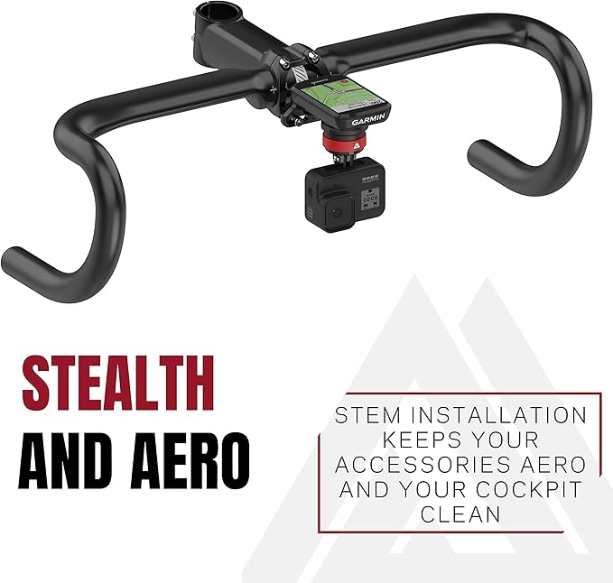 KOM Cycling Quick Release Stem Mount for Wahoo and Garmin Bike Computers (Edge 1040, Elemnt Roam, Elemnt Bolt v2) 1040 Bike Mount Compatible with GoPro Accessories