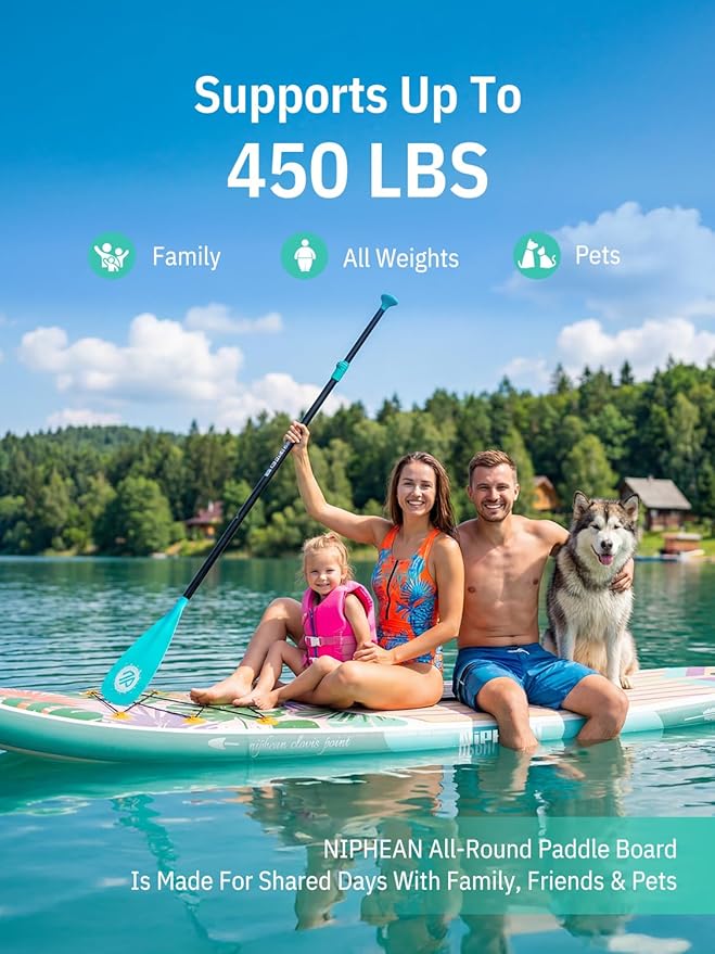 Niphean Inflatable Stand Up Paddle Board with SUP Accessories, Anti-Slip EVA Deck, 10’6’’ Inflatable Paddle Boards for Adults & Youth of All Skill Levels