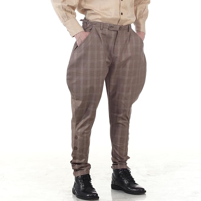 ThePirateDressing Steampunk Victorian Cosplay Costume Mens Archibald Jodhpur Pants Trousers