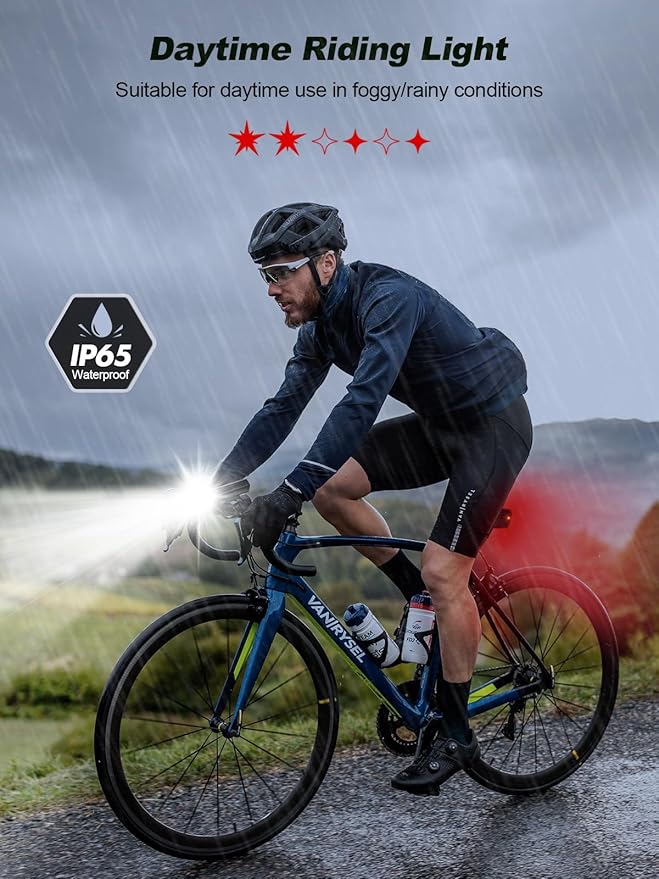 Cuvccn 2026 New 1000 Lumen Super Bright Bike Lights with Side Light, 4+6 Modes Rechargeable Bicycle Lights Front & Rear, IP65 Waterproof Bike Headlight for Day/Night Riding Safety, Scooter Accessories