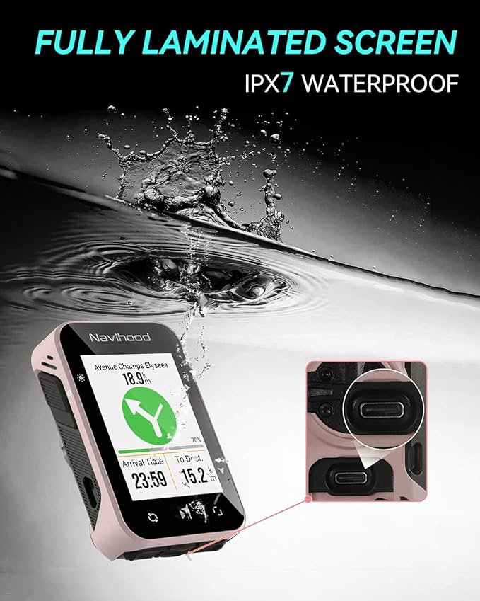 L2 GPS Bike Computer, 2" Color LCD Wireless Cycling Computer,Bike Speedometer Bluetooth ANT+, IPX7 Waterproof, Auto Backlight, Supports HR/Cadence/Power Sensors