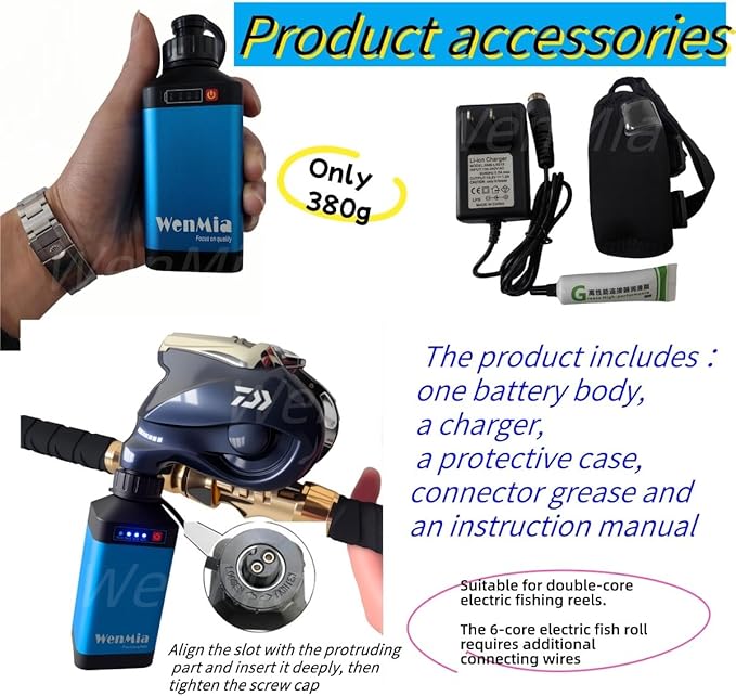 14.8V Super Mini Electric Fishing Reel Battery IP68 Waterproof Aerospace Aluminum Body Compatible for Daiwa and Portable Design