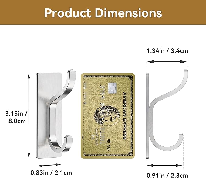 pickpiff タオル掛け用粘着フック - 高耐久粘着フック、最大13ポンドまで強力固定、コート、バッグ、財布用ハンガー、ドア、クローゼット、浴室に最適、つや消しシルバー、4個パック