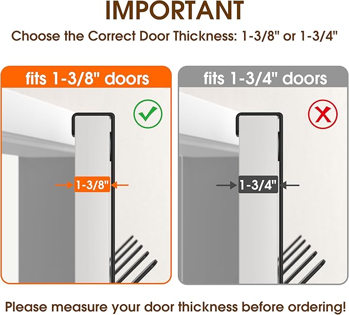 KitchLife Over The Door Hooks with 7" Extended Arms, Fits 1-3/8" Doors, J18U, Heavy Duty Bathroom & Closet Towel Rack, Double-Hooks Hanger 1 Pack, Matte Black