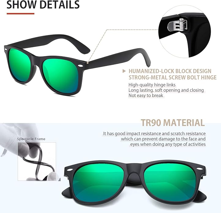 FEIDUSUN Sunglasses Men Polarized Sunglasses for Mens and Womens,Black Retro Sun Glasses Driving Fishing UV Protection