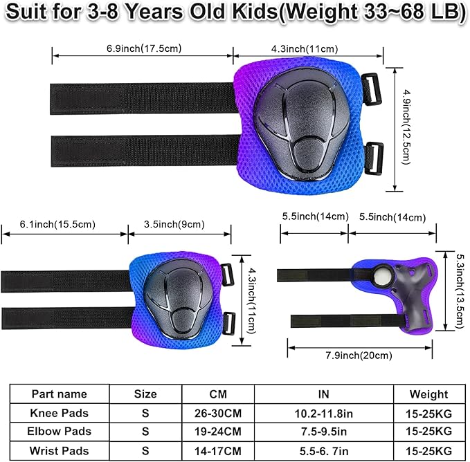 Knee Pads for Kids 3-14 Years Toddler Knee and Elbow Pads with Wrist Guards for Bicycle Scooter Roller Skates Skateboarding