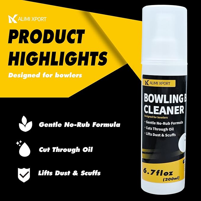 Bowling Ball Cleaner Spray with Microfiber Towel - Removes Oil, Dust & Scuffs, Gentle Formula for All Ball Types, Portable 6.7 fl oz Bottle