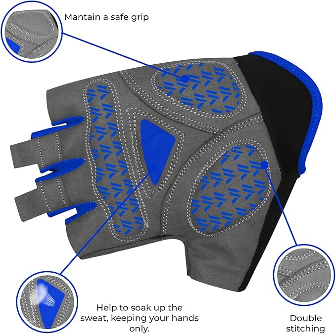 WESTWOOD FOX Cycling Gloves for Men Women,Half Finger Unisex Gel Padded Anti-Slip Mountain Bike Gloves, Breathable Shock Absorption Grip Palm Bicycle Summer Riding MTB Bike Gloves