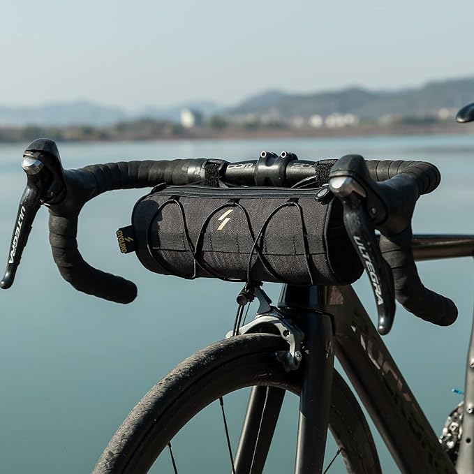ROCKBROS Bike Handlebar Bag Small Bicycle Handle Bar Bag Handy Front Bike Bags Handlebar Storage Pouch Pack with Shoulder Strap Little Mountain Road Bike Barrel Bag