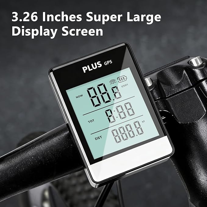 GPS Bike Computer, Wireless Cycling Speedometer Odometer with 3.26" LCD Display, IPX6 Waterproof, Provide Professional Data Analysis for Road Bike Mountain Bike
