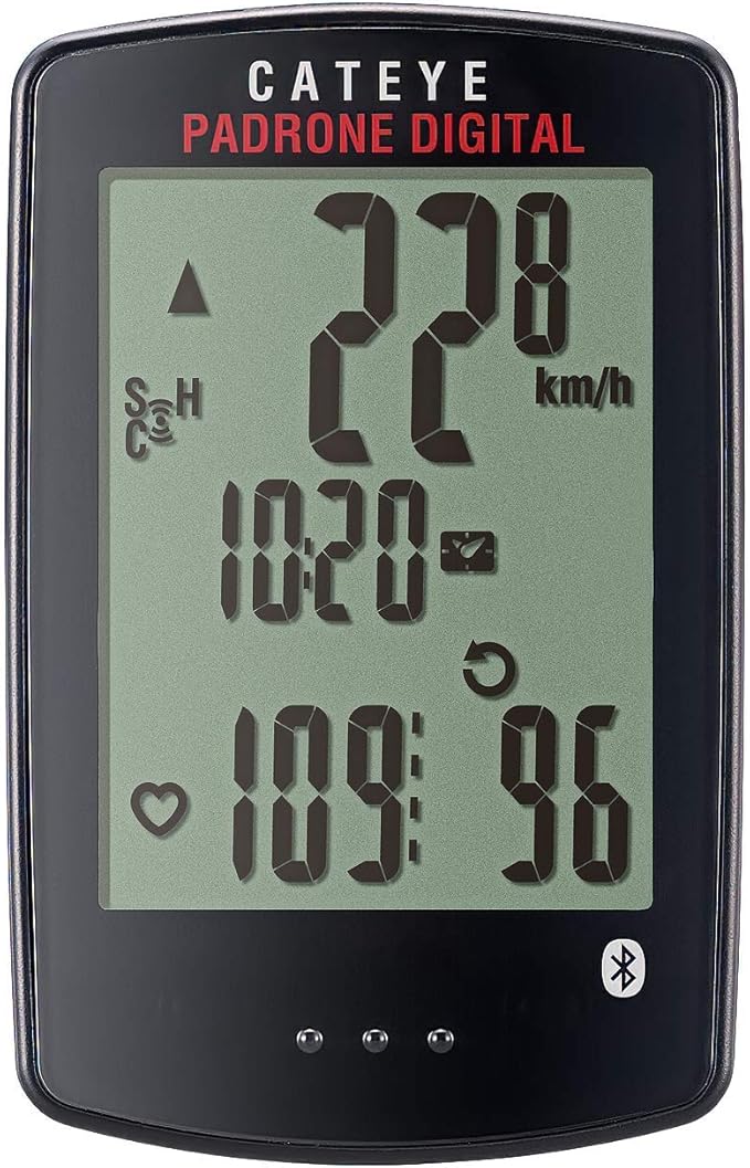 CATEYE Padrone Digital Bluetooth Cycling Computer – IPX8 Waterproof Wireless Bike Speedometer, Bluetooth Heart Rate, Speed & Cadence Compatible, For Road, MTB, Gravel Bikes, Smartphone App Ride Upload