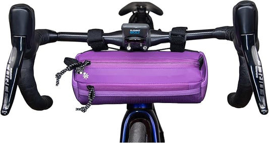 Lumiere & Co. Bike Handlebar Bag - Durable, Multiple Size and Color Options - Dual Elastic Straps, Clips & Hook-and-Loop for Customizable Fit (Purple, Small)