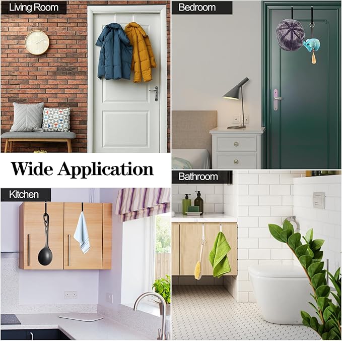 10 Pack Over The Door Hook, Door Hooks, White Rubber Surface Prevent Scratch Door Hanger Hooks for Bathroom, Living Room, Kitchen, Hanging Clothes, Towels, Bags
