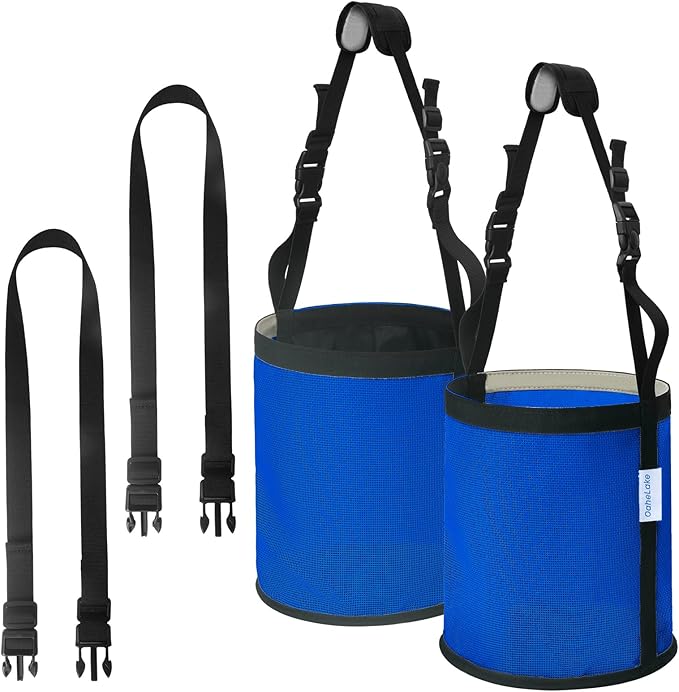 Horse Feed Bag 2 PCs, Breathable Mesh Feed Bags for Horses, Muzzle Feedbag for Feeding Grain, Anti-Spill Design Feeder, Soft Neck Pad Nose Pad, Universal Fit (Blue)