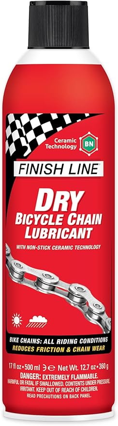 Finish Line Dry Bike Chain Lube – Ceramic Dry-Film Lubricant – Dirt & Dust Resistant