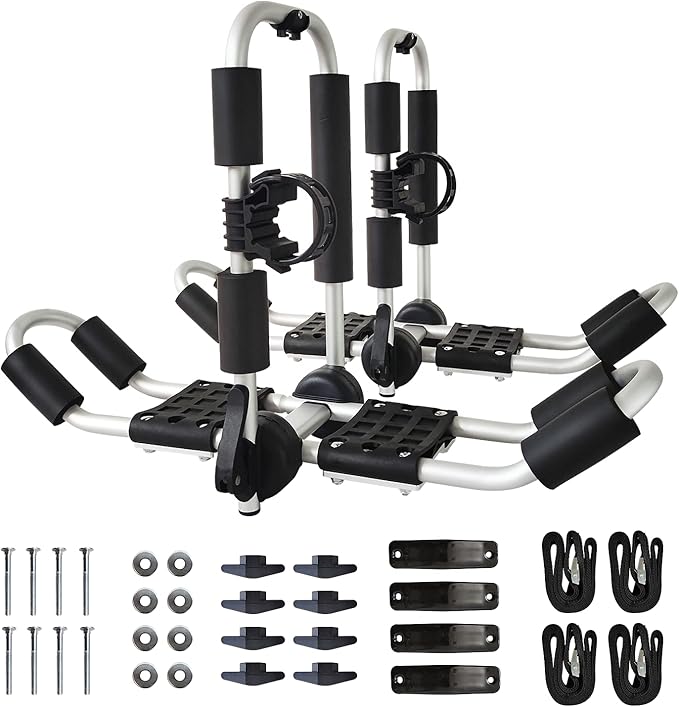 J-Style 4-in-1 Roof Rack - Kayak, Canoe, Surfboard & Ski Board Carriers for SUV & Car