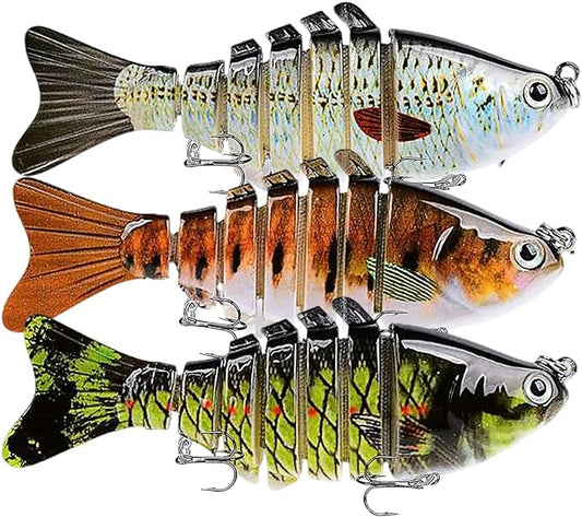 釣りルアー マルチジョイント魚釣りキット 遅沈み式 リアルなスイムベイト 淡水・海水用クランクベイト バス トラウト バス用ルアー