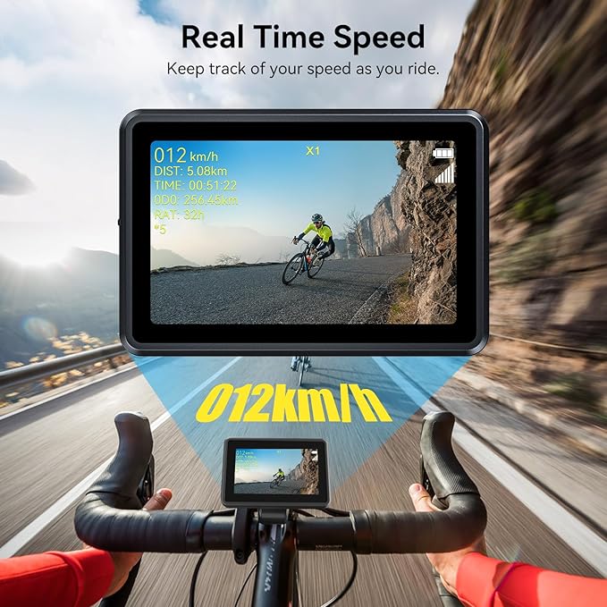 FEISIKE Bike Camera with 4.3" Display, 145° Wide-Angle Night Vision Bike Mirror with Cyclocomputer, Smart Bike Computer with Speed Display for Safer Rides