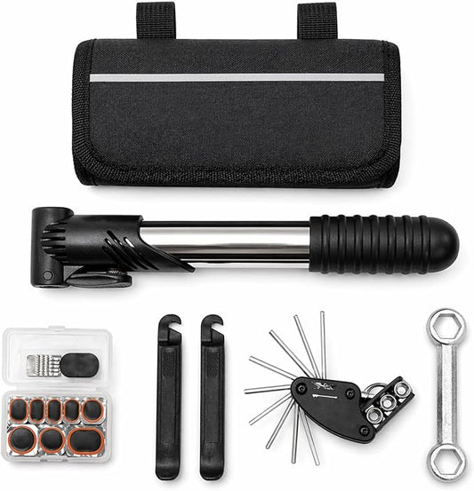 ANGORA BRANDS Bike Tire Repair Kit – All-in-One Bicycle Repair Kit with Pump, Multi Tool & Tire Levers, Portable Emergency Bike Tool Kit for Road, Mountain & Hybrid Bikes