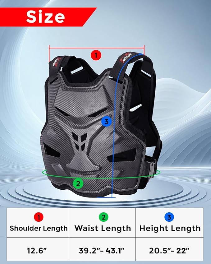 StarknightMT Motorcycle Chest Armor Lightweight Adult Men Motocross Chest Protector, Adjustable Body Armor Vest for Motocross Riding Road Racing Cycling Skiing Skating Easy-wear Chest Guard