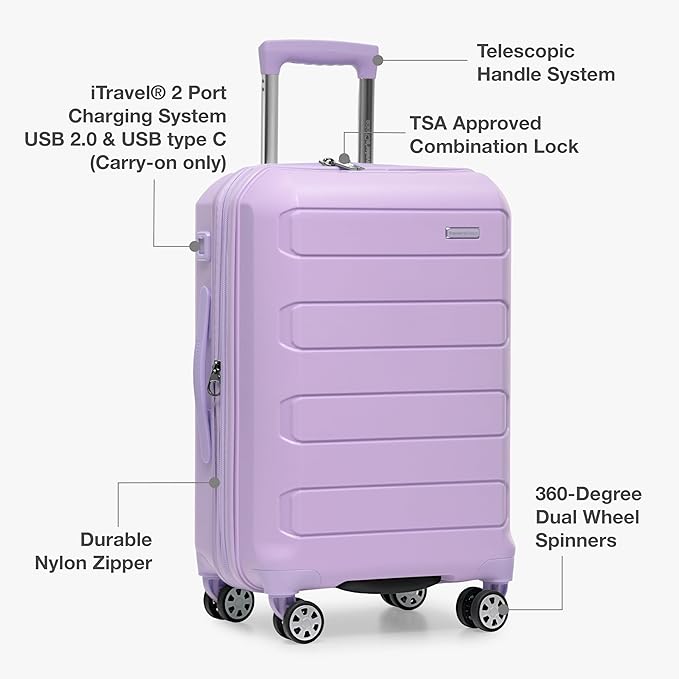 Traveler's Choice Pagosa Hardshell Expandable Luggage with Spinner Wheels, Lavender, 30-Inch Large
