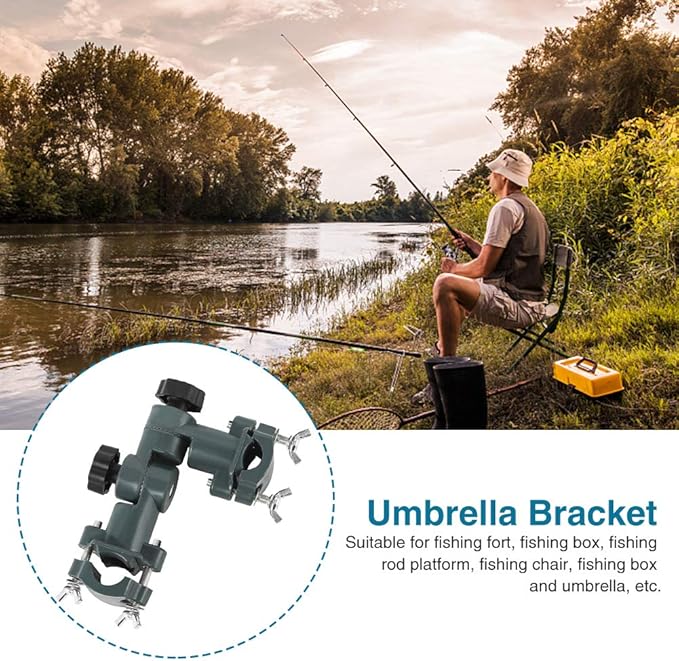 Faddare Fishing Chair Umbrella Stand Bracket, 360 Degree Rotation Adjustable Fishing Rod Holder, Chair Stand Lures Dish/Flashlight Holder, Fishing Pole Bracket Connect(Black)