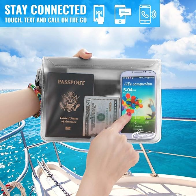 AiRunTech 防水ファニーパック、パスポート財布ポーチ用スマホ防水ケース、旅行・ビーチ・水泳・カヤック・ボート・クルーズ用品用フローティング防水バッグ