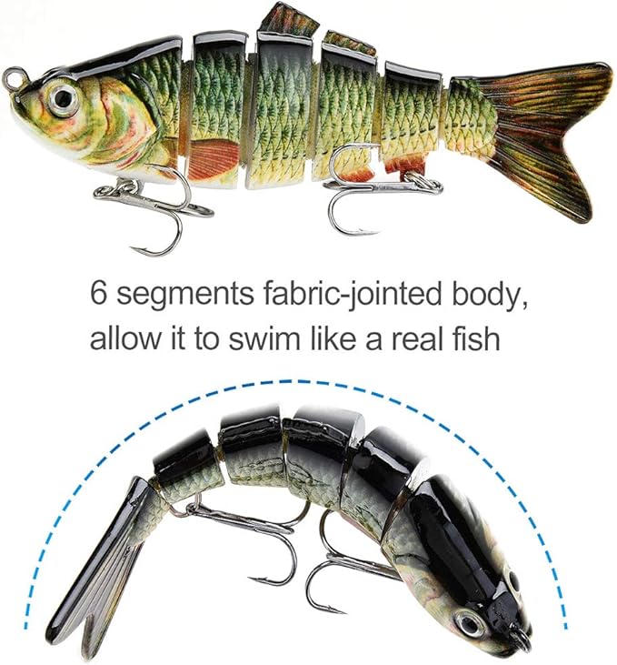 Lifelike Fishing Lures for Bass, Trout, Walleye, Predator Fish - Realistic Multi Jointed Fish Popper Swimbaits - Spinnerbaits Lure Fishing Tackle Kits - Freshwater and Saltwater Crankbaits - 3 Pack