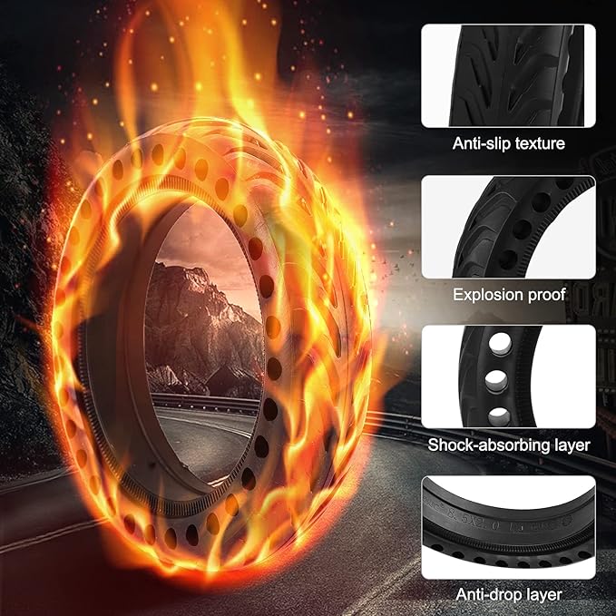 Cooryda Solid Tire for Xiaomi m365 Electric Scooter Mijia Mi m365 pro/gotrax gxl V2/gotrax XR, 8.5 inches Electric Scooter Wheels 8 1/2'' Front or Rear Replacement Honeycomb Solid Tires(2 Piece)