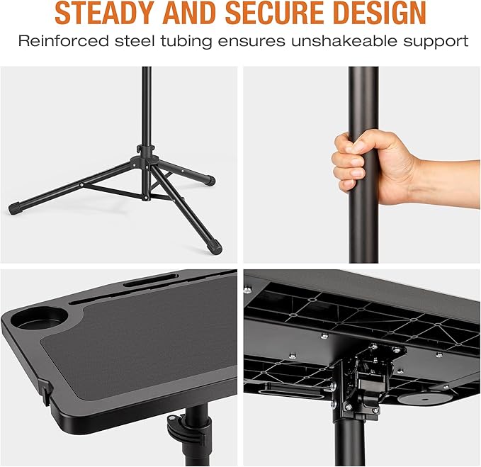 Indoor Cycling Desk - Foldable Tabletop with Non-Slip Surface - Adjustable Height Computer Stand, Bike Trainer & Treadmill Desks