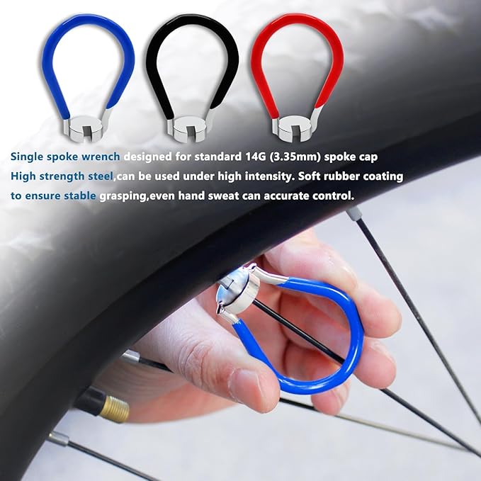 9Pcs Bike Spoke Wrench Tool Kit Bicycle Tire Levers Rim Truing Repair Tools Set Spoke Wrench with Rubber Handle, Bike Repair Tool Kit Bike Wheel Rim Correct Spoke Adjustment Repair Kit for Bicycles