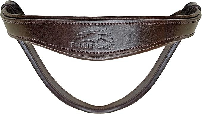 Equine Care Leather English Horse Bridle with Reins, Full Size, Choice of Browband Style, Padded Crown & Cavesson Noseband, Stainless Steel Hardware, Hunter Show Bridle.