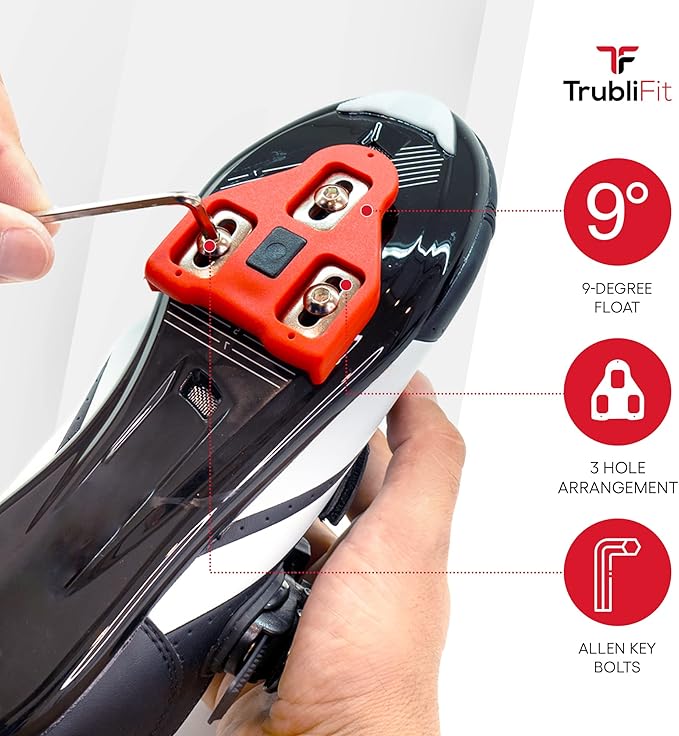 Replacement Bike Cleats Compatible with Look Delta and Peloton Shoes, Cleats for Cycling Shoes, Adjustable 9 Degree Float, Allen Key Bolts, Indoor & Road Cycling, Replacement Peloton Shoe Cleats