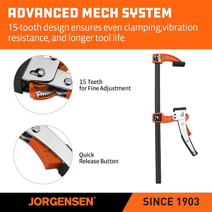 Jorgensen 12-Inch Bar Clamp Set, Ratcheting Bar Clamps, 2 Pack
