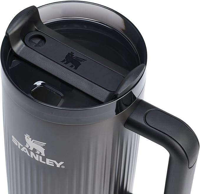 STANLEY Quencher H2.0 タンブラー ハンドル＆ストロー付き 40oz | Flowstate 3段階回転フタ | ドリンクホルダー対応 (旅行用) | 保冷保温ステンレススチールカップ | BPAフリー | フルーテッドブラック