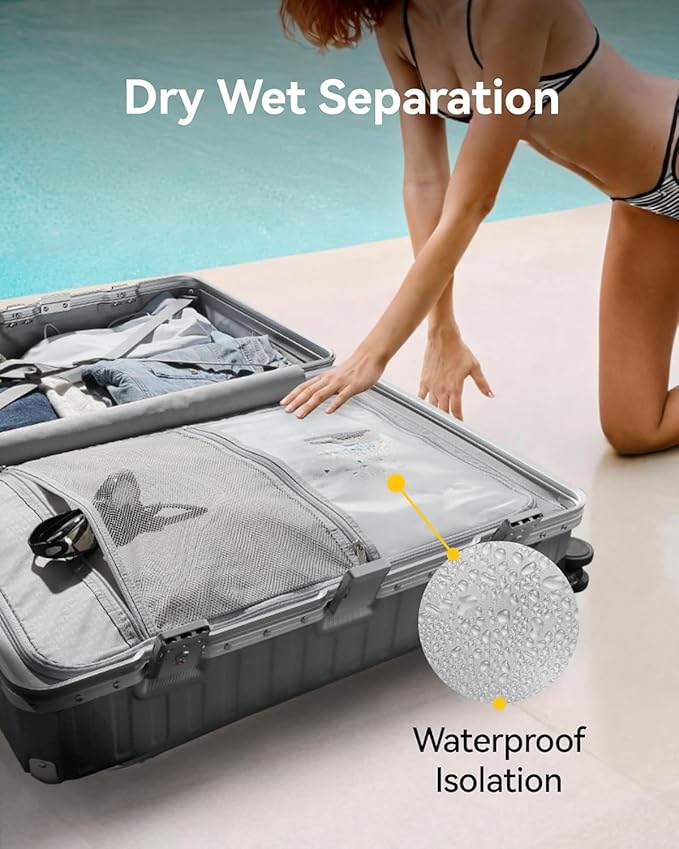 Carry On Luggage with Spinner Wheels, 8010S Aluminum Frame Zipperless Polycarbonate Hard Shell Suitcase (ZX-Core, Charcoal Metallic, 20 Inch)