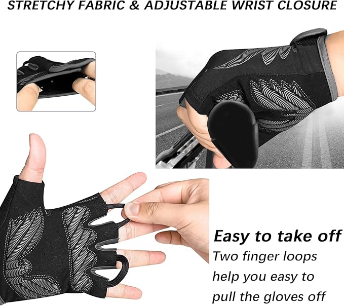 MOREOK Cycling Gloves Bike Gloves for Men/Women-[5MM Gel Pad] Half Finger Bicycle Biking Gloves for Cycling/Weight Lifting/Gym/Motorcycle/Rowing/Outdoor Sports