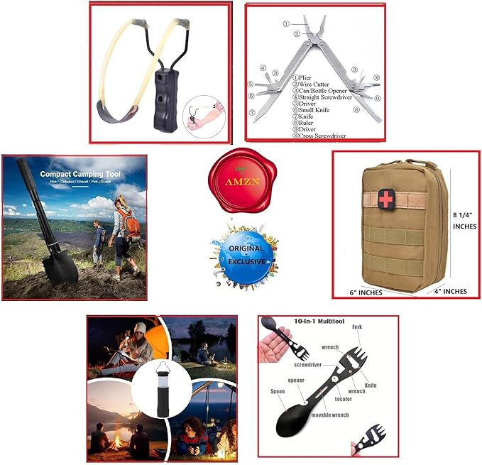 29-in-1 Outdoor Survival Gear Kit with Heavy-Duty Storage Bag, First Aid & Fire Starter – Emergency Tools for Camping Hiking, Gifts for Dad, Husband, Men Women