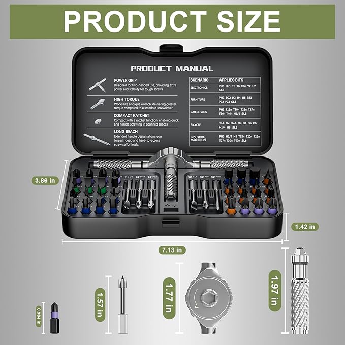40 in 1 Magnetic Screwdriver Set - Portable Ratcheting Screwdriver Set with Storage Case,S2 Steel Multi Bit Magnetic Drive Set,DIY Detachable Precision Repair Tool Kit for Home & Professional Use