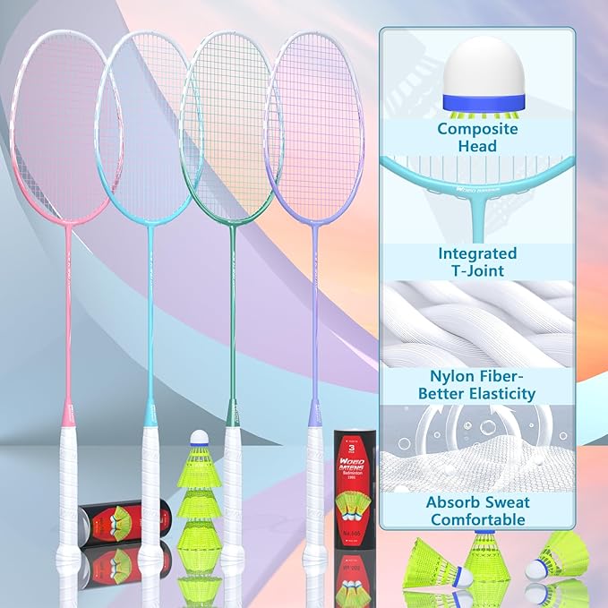 Professional Carbon Fiber Badminton Rackets Badminton Racquet for Backyards Gym