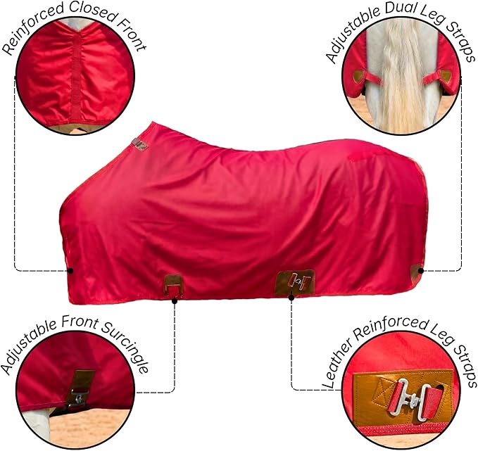 Nylon Horse 420D Stable Sheet | Breathable & Durable Horse Sheet | Keeps Coat Clean, Smooth & Shiny | Adjustable Fit Summer Sheet (60"– 86" Sizes)