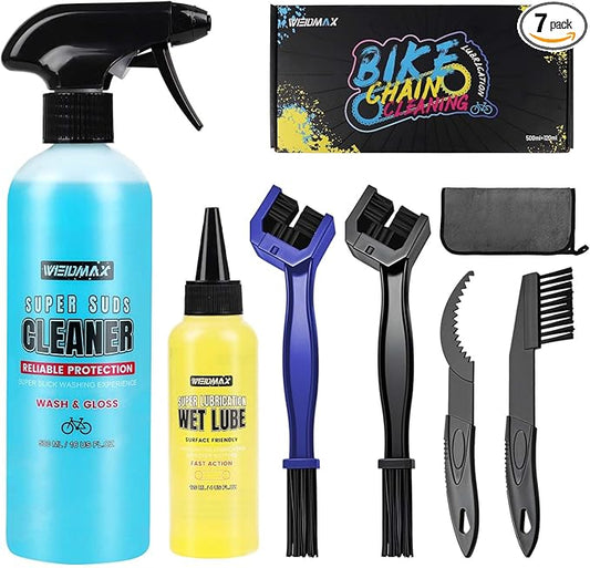 Bike Cleaner Set, 500ML - Fast-Action, Bike chain cleaner 120ml Chain Lube Brushes And Sponge Bicycle Cleaning Kit Safe on All Surfaces and Suitable for All Types of Bike.