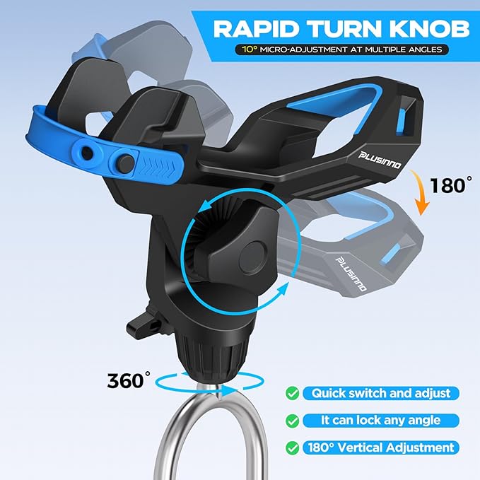 PLUSINNO 1/2/4 Pack Fishing Rod Holder for Ground, Upgraded Rod Holders for Bank Fishing, 360 Degree Adjustable Fishing Rod Holder Equipment, Fishing Gear, Fishing Gifts for Men.