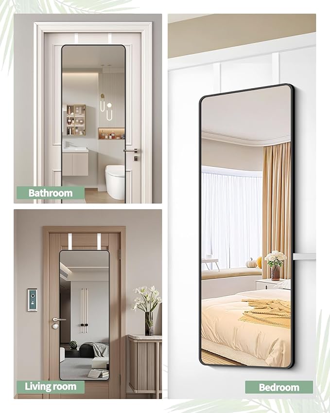 2 PCS Over The Door Mirror Hanger, Adjustable Door Mirror Hanger, Five-Hole Over The Doors-Mirrors Hook, Mirrors Doors Hangers with 2 Iron Filings and Screws (White)