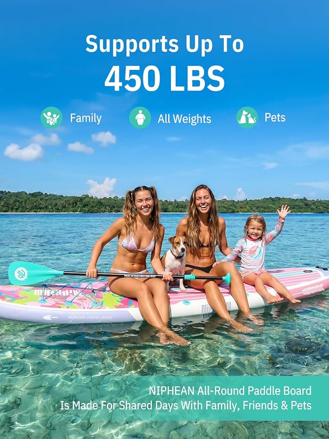 Niphean Inflatable Stand Up Paddle Board with SUP Accessories, Anti-Slip EVA Deck, 10’6’’ Inflatable Paddle Boards for Adults & Youth of All Skill Levels