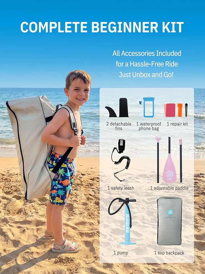 Niphean Inflatable Stand Up Paddle Board with SUP Accessories, Anti-Slip EVA Deck, 10’6’’ Inflatable Paddle Boards for Adults & Youth of All Skill Levels